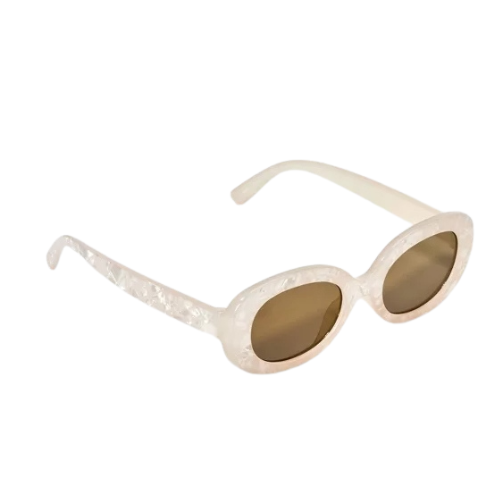 Zoviqa Women's Retro Oval Marble Frame Sunglasses with Brown Tinted Lenses