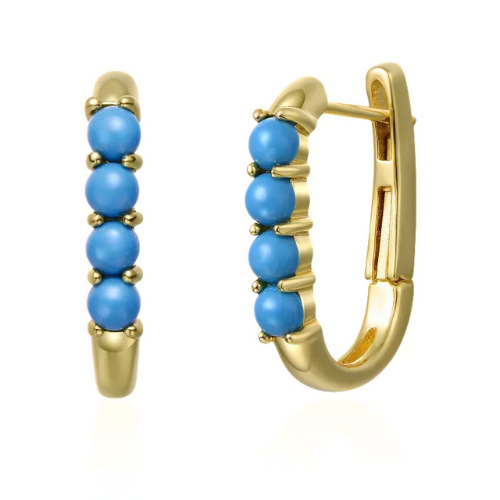 Zoviqa SkyBlue Beaded Kids Hoop Earrings