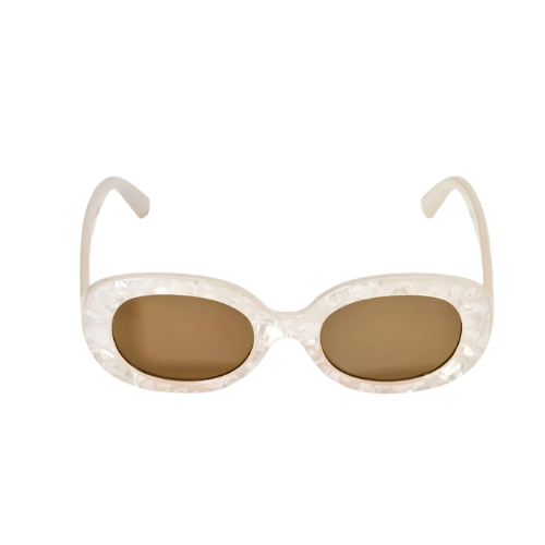 Zoviqa Women's Retro Oval Marble Frame Sunglasses with Brown Tinted Lenses