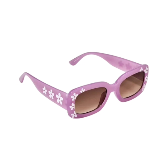 Zoviqa Women's Floral Rectangle Sunglasses – Purple Retro Fashion Eyewear