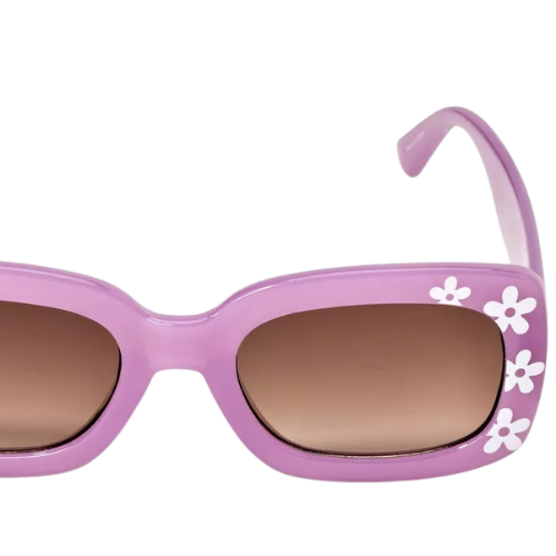 Zoviqa Women's Floral Rectangle Sunglasses – Purple Retro Fashion Eyewear