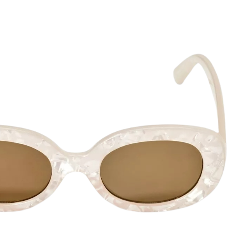 Zoviqa Women's Retro Oval Marble Frame Sunglasses with Brown Tinted Lenses